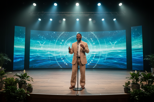 Public Speaker with Aquamarine Bracelet