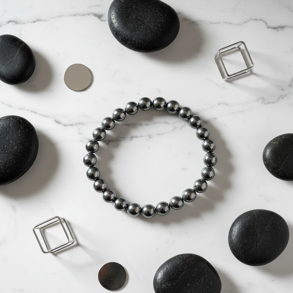Hematite Bracelet Flat Lay