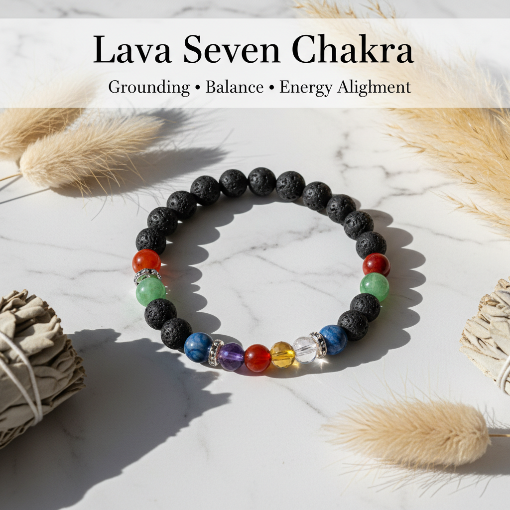 Lava Seven Chakra Crystal Bracelet