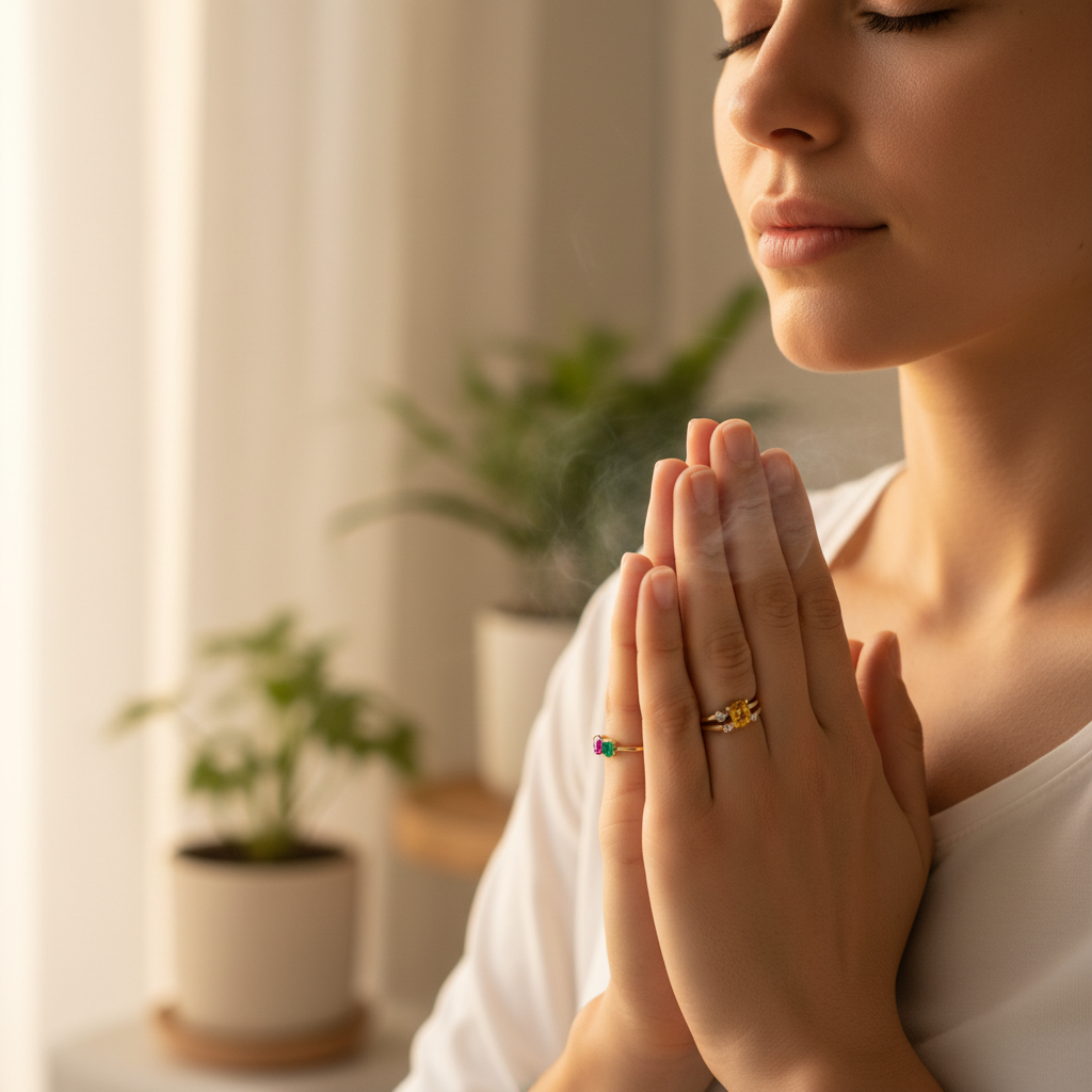 Prayer Hands with Delicate Rings