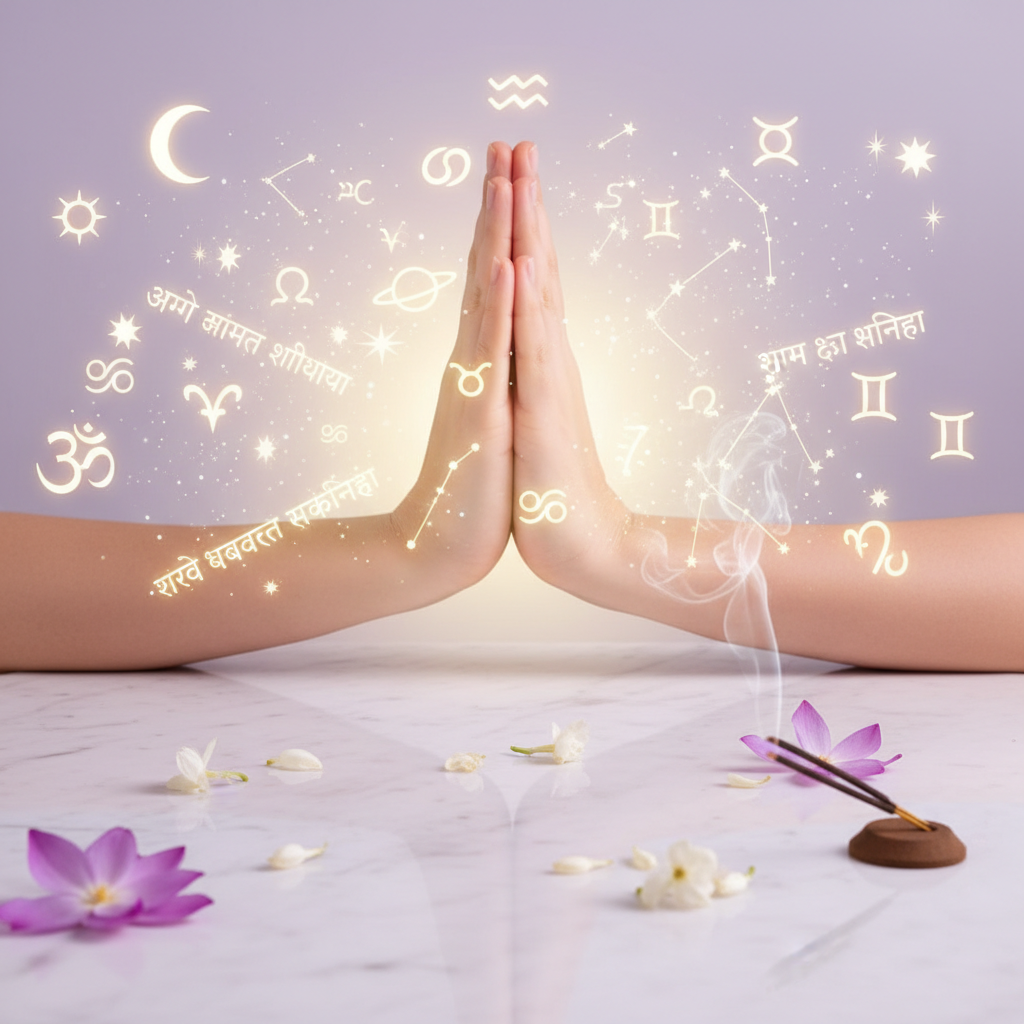 Prayer Mudra with Mantras