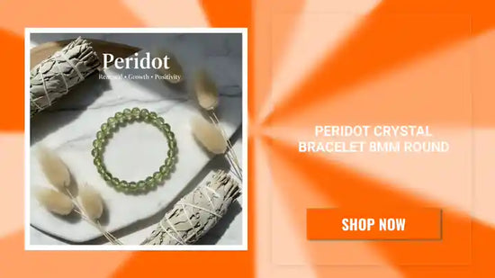 Peridot Crystal Bracelet 8mm Round by@Outfy