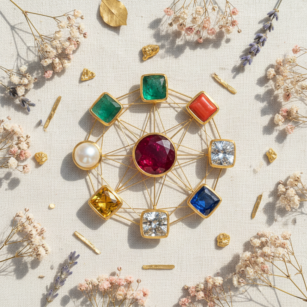 Seven Gemstones Circle Flat Lay