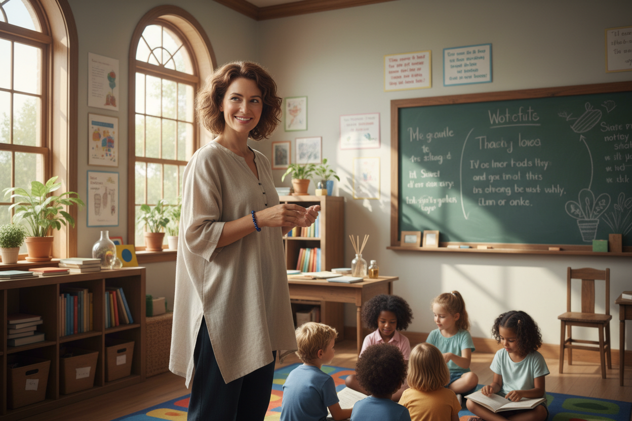 Teacher with Lapis Lazuli Bracelet